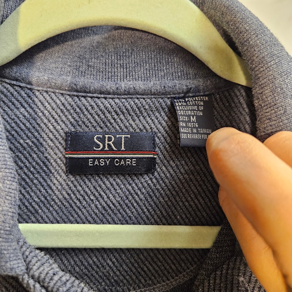 2for$20 SRT easy care blue pull over collar button down golf business casual med - Picture 2 of 6